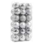 Living and Home Sliver Christmas Baubles 36 Pack