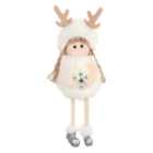 Living and Home White Fluffy Snowstar Angel Christmas Tree Ornament