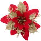 Living and Home Red Artificial Christmas Tree Flowers 24 Pack