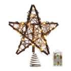 Living and Home LED Wooden Star Christmas Tree Topper