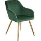 Marilyn Velvet-look Chair - Dark Green And Gold