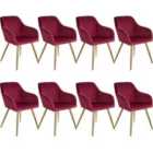 8 Marilyn Velvet-look Chairs - Bordeaux Red And Gold