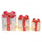 Living and Home Silver Iron Pre-Lit Christmas Gift Boxes 3 Piece
