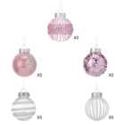 Living and Home Pink and Silver Christmas Baubles 25 Pack