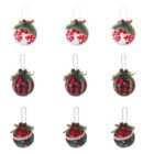 Living and Home White Red and Green Christmas Baubles 9 Pack