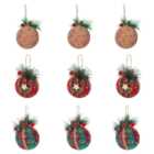 Living and Home Red and Green Christmas Baubles 9 Pack