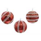 Candy Cane Lane Red Glitter Jewelled Bauble