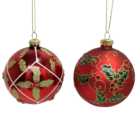 Traditional Christmas Red Glass Jewelled Christmas Bauble