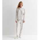 White Animal Print Cuffed Pyjama Joggers