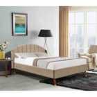 SleepOn Winged Plush Velvet Fabric Bed Frame With Curved Headboard - Brown