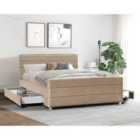 SleepOn Plush Velvet Fabric Upholstered 2 Drawer Bed Frame In Brown