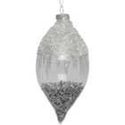 Clear Bauble with Silver Beads - Silver