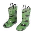 Kids Dinosaur Wellington Boots - Green / 10