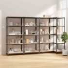 vidaXL 5-layer Shelves 4 Pcs Grey Steel&engineered Wood