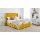Eleganza Reily Plush Superking Bed Frame - Mustard Gold