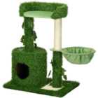 PawHut Cat Tree for Indoor Cats with Green Leaves and Scratching Posts