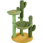 PawHut Cactus Tree for Indoor Cats, Modern Cat Tower with Hammock, Green