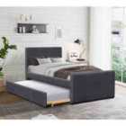 SleepOn 3Ft Single Fabric Bed Frame With Trundle Bed In Grey