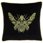 Paoletti Cerana Black Embroidered Velvet Cushion