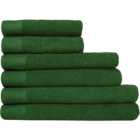 furn. Textured Cotton Dark Green Hand and Bath Towels Set of 6