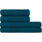 furn. Textured Cotton Blue Hand and Bath Towels Set of 4