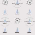 Galerie Deauville 2 Boats and Compass Blue and White Wallpaper