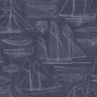 Galerie Deauville 2 Sailing Boats White Blueprint Navy Blue Wallpaper