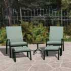 Malay Riviera Steel 2 Seater Bistro Set with Footstools Sage
