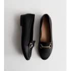 Black Leather-Look Snaffle Trim Loafers