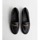 Black Leather Snaffle Trim Loafers