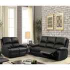 SleepOn Bonded Leather Reclining Sofa Set 3 Seater And 2 Seater - Black