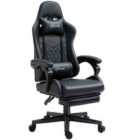 Vinsetto Racing Gaming Chair, Faux Leather Recliner, Black