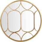 Pacific Gold Metal Overlay Decorative Round Wall Mirror