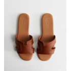 Tan Leather-Look Sliders