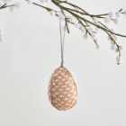Peach Checkerboard Beaded Egg Ornament