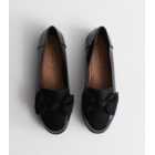 Wide Fit Black Patent Bow Front Loafers
