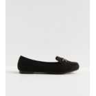 Wide Fit Black Suedette Snaffle Trim Loafers