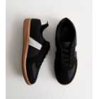 Truffle Black Leather-Look Gum Sole Trainers
