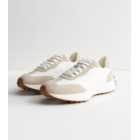 White Suedette Lace Up Chunky Trainers