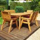 Charles Taylor Solid Wood 6 Seater Rectangular Outdoor Dining Bench Set with Red Cushions