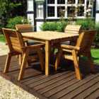 Charles Taylor Solid Wood 4 Seater Square Outdoor Dining Set with Grey Cushions