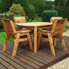 Charles Taylor Solid Wood 4 Seater Rectangle Outdoor Dining Set with Grey Cushions