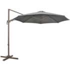 Outsunny Dark Grey Crank and Tilt Rotating Cantilever Parasol with Cross Base 3m