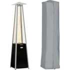 Outsunny Black Freestanding Pyramid Tower Heater with Dust Cover 11.2KW
