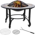 Outsunny 2 in 1 Fire Pit on Wheels with Spark Screen Cover