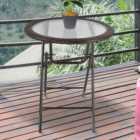 Outsunny Brown Rattan Folding Round Table