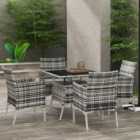 Outsunny Rattan 4 Seater Dining Set Grey