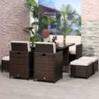 Outsunny Rattan 8 Seater Garden Dining Set Brown