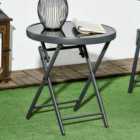 Outsunny Outdoor Round Glass Top Foldable Garden Table