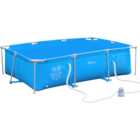 Outsunny Blue Rectangular Paddling Pool with Filter Pump 315cm